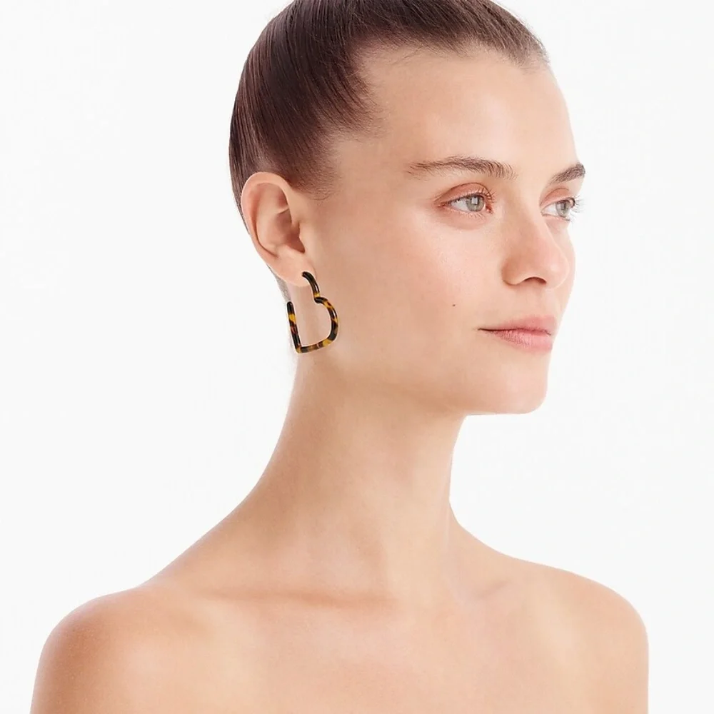 J. Crew Women's‎ NWT Heart Hoop Earrings in Acetate